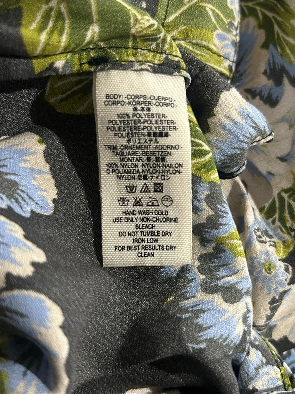 Free People Wildflower Kimono Floral Print Chiffon Zip Front Size M/L Cinch Tie